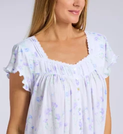 Eileen West Floral Print Pointelle Cotton Waltz Nightgown – Lace Trim Cap Sleeve Sleepwear -Her Room US eileen west eilw01 e60090 cs1