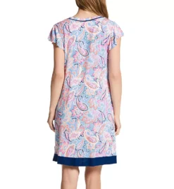 Ellen Tracy Paisley Print V-Neck Chemise – Flutter Cap Sleeve Sleep Dress -Her Room US ellen tracy elen01 8025597 bs