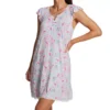 Ellen Tracy Paisley Print Flutter Sleeve Chemise – Eyelet Trim Soft Knit Nightgown