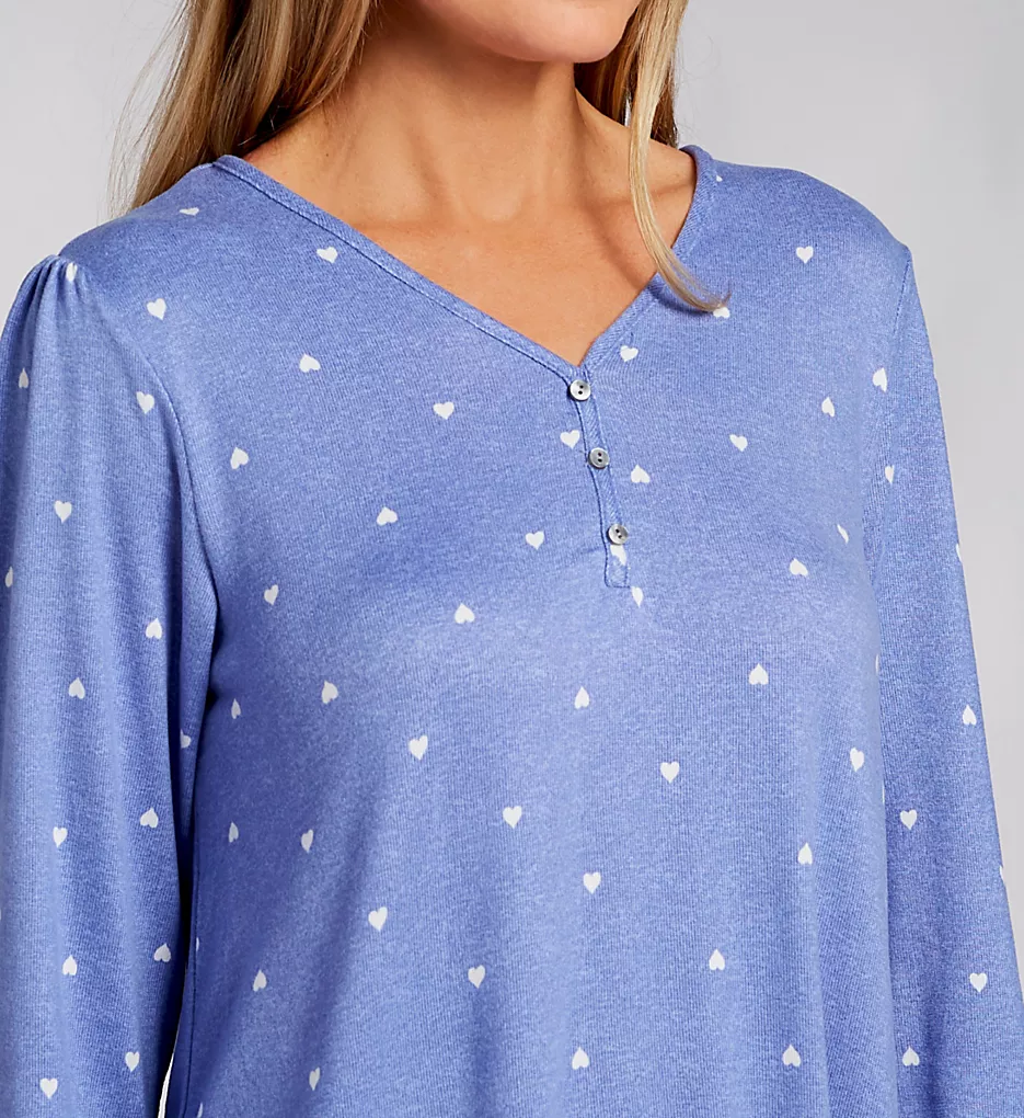 Ellen Tracy Brushed Sweater Knit Long Sleeve Sleepshirt – Heather Grey Henley V-Neck with Pockets 6 Ellen Tracy Brushed Sweater Knit Long Sleeve Sleepshirt – Heather Grey Henley V-Neck with Pockets - Image 4