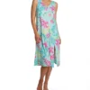 Ellen Tracy Hibiscus Print Tropical Sleeveless Midi Gown – Soft Shelf Bra Nightgown -Her Room US ellen tracy elen01 8125637 gs