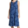 Ellen Tracy Blue Paisley Striped Sleeveless Midi Sleepshirt - Lightweight Lounge Gown