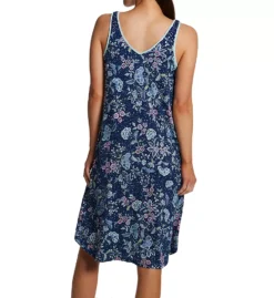 Ellen Tracy Navy Floral Sleeveless Midi Gown – Soft Shelf Bra Knit Nightgown -Her Room US ellen tracy elen01 8225624 bs