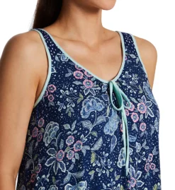 Ellen Tracy Navy Floral Sleeveless Midi Gown – Soft Shelf Bra Knit Nightgown -Her Room US ellen tracy elen01 8225624 cs1