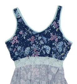 Ellen Tracy Navy Floral Sleeveless Midi Gown – Soft Shelf Bra Knit Nightgown -Her Room US ellen tracy elen01 8225624 cs6