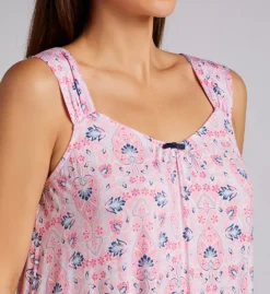 Ellen Tracy Damask Print Short Sleeveless Chemise – Floral Knit Sleepwear with Bow Detail -Her Room US ellen tracy elen01 8325640 cs1