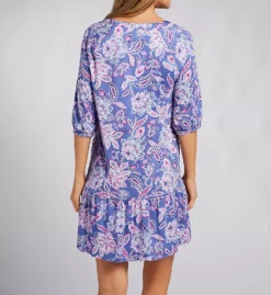 Ellen Tracy Brushed Jersey 3/4 Sleeve Tunic – Heathered Grey Notch Neck Sleep Shirt -Her Room US ellen tracy elen01 8325652 bs