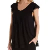 Ellen Tracy Yours To Love Short Sleeve Pajama Top – Pleated V-Neck Knit Sleepwear -Her Room US ellen tracy elen01 8415331 gs