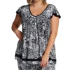 Ellen Tracy Plus Size Yours To Love V-Neck Sleep Top - Soft Rayon Short Sleeve Loungewear -Her Room US ellen tracy elen01 8415x gs
