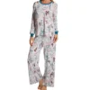 Ellen Tracy Boho Floral Contrast Trim – Long Sleeve Knit Pajama Set -Her Room US ellen tracy elen01 8525613 gs