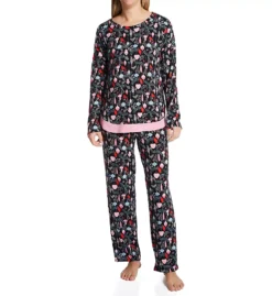 Ellen Tracy Festive Flamingo Holiday Brushed Sweater Knit Long Sleeve PJ Set