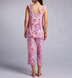 Ellen Tracy Fanciful Floral Ruffle-Trim Sleeveless Tank and Cropped Pant PJ Set -Her Room US ellen tracy elen01 8725628 bs