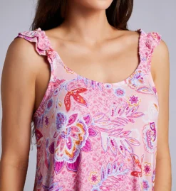 Ellen Tracy Fanciful Floral Ruffle-Trim Sleeveless Tank and Cropped Pant PJ Set -Her Room US ellen tracy elen01 8725628 cs1