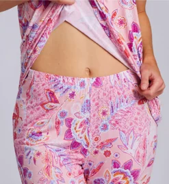 Ellen Tracy Fanciful Floral Ruffle-Trim Sleeveless Tank and Cropped Pant PJ Set -Her Room US ellen tracy elen01 8725628 cs2