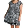 Ellen Tracy Plus Yours To Love Black V-Neck Chemise – Short Sleeve Sleep Dress with Contrast Trim