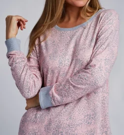 Ellen Tracy Plus Size Leopard Print Brushed Sweater Knit Pajama Set with Chenille Socks -Her Room US ellen tracy elen01 9725663 cs1