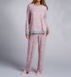 Ellen Tracy Plus Size Leopard Print Brushed Sweater Knit Pajama Set with Chenille Socks -Her Room US ellen tracy elen01 9725663 fs