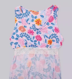 Ellen Tracy Floral Print Slub-Knit Midi Nightgown – Sleeveless V-Neck with Ruffle Hem -Her Room US ellen tracy elen01 n20004 cs3