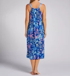Ellen Tracy Floral Print Sleeveless Midi Gown – Romantic Rayon Knit Nightgown with Built-in Shelf Bra -Her Room US ellen tracy elen01 n20018 bs