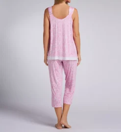 Ellen Tracy Paisley Print Rayon Knit Cropped Pajama Set – Ruched Tank and Wide Leg Crop Pants -Her Room US ellen tracy elen01 n70006 bs