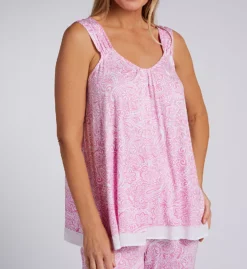 Ellen Tracy Paisley Print Rayon Knit Cropped Pajama Set – Ruched Tank and Wide Leg Crop Pants -Her Room US ellen tracy elen01 n70006 cs1