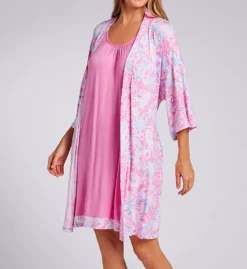 2 Piece Robe Set With Sleeveless Chemise