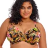 Elomi Tiger Valley Tropical Print Underwire Plunge Bikini Top - Dark Multi Bra-Sized Support -Her Room US elomi elom01 802302 gs