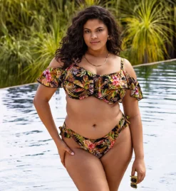 Elomi Tiger Valley Earthy Animal Print Underwire Flounce Bikini Top - Bra Sized Support -Her Room US elomi elom01 802306 cs1