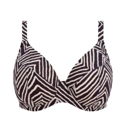 Elomi Fiji Falls Zebra Print Underwire Plunge Bikini Swim Top - ES802602 -Her Room US elomi elom01 802602 fs