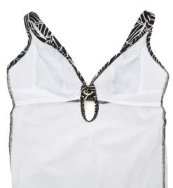 Elomi Kata Beach Black and White Tropical Print - Non-Wired Plunge One Piece Swimsuit -Her Room US elomi elom01 es1744 cs6