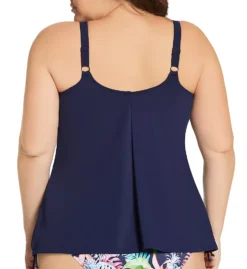 Elomi Pina Colada Tropical Print Tankini – Adjustable Drawstring Slimming Swim Top -Her Room US elomi elom01 es7261 bs
