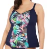 Elomi Pina Colada Tropical Print Tankini – Adjustable Drawstring Slimming Swim Top -Her Room US elomi elom01 es7261 gs