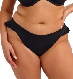 Elomi Solid Black Ruffled High Leg Brief – Plain Sailing High Rise Swim Bottom