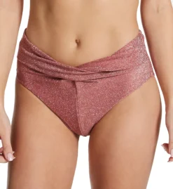 Everyday Sunday Peaceful Sunday Shiny Metallic Crossover High Waist Cheeky Swim Bottom