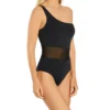 Everyday Sunday 1139M Asymmetrical Sheer Mesh – One-Shoulder Semi High Leg Swimsuit