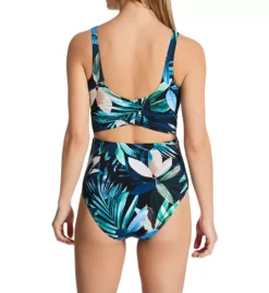 Everyday Sunday Black Wrap Front One Piece Swimsuit – Slimming V-Neck with Side Cutouts -Her Room US everyday sunday ever01 l0136 bs