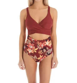 Everyday Sunday Nostalgia Wrap Monokini – Textured Jacquard & Floral One Piece Swimsuit -Her Room US everyday sunday ever01 n0136 fs