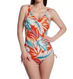 Fantasie Bamboo Grove Black and Mango Tropical Underwire V-Neck One Piece Swimsuit