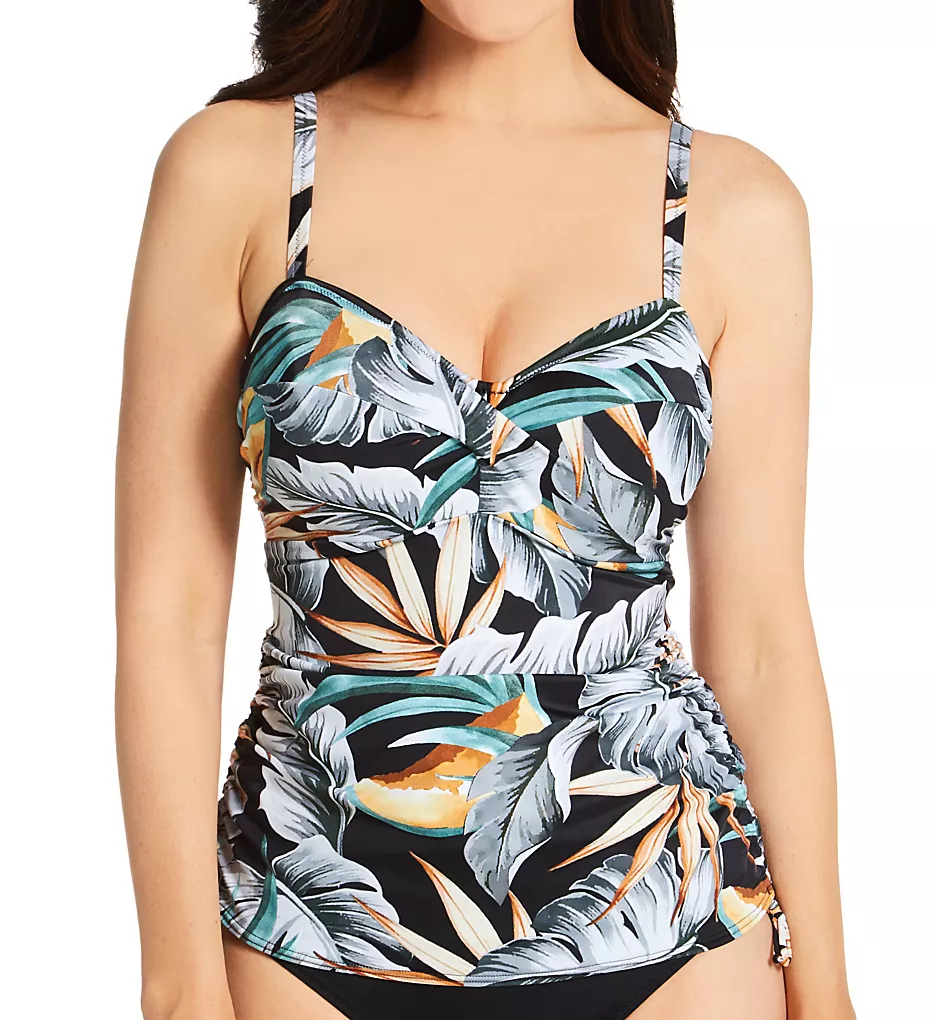 FANTASIE Bamboo Grove Teal and Navy Botanical Twist Front Underwire Tankini Swim Top - FS1654 4 FANTASIE Bamboo Grove Teal and Navy Botanical Twist Front Underwire Tankini Swim Top - FS1654 - Image 2