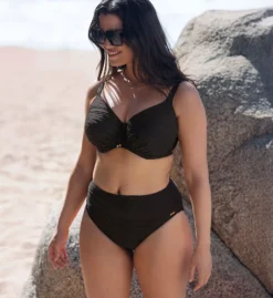 Fantasie Beach Waves White Textured Stripe Underwire Gathered Full Cup Bikini Top -Her Room US fantasie fan001 fs2201 cs1