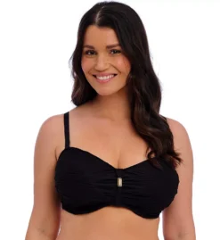 FANTASIE Beach Waves Textured Jacquard Underwire Bandeau Bikini Top - Azure Blue Sweetheart Strapless Swimwear -Her Room US fantasie fan001 fs2210 fs