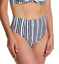 Fantasie Sunshine Coast French Navy Brushed Stripe High Waist Ruched Bikini Brief -Her Room US fantasie fan001 fs2578 fs