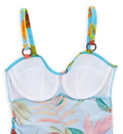 FANTASIE Pichola Tropical Leaf Twist Front Tankini - Vibrant Pink & Green Underwire Swim Top -Her Room US fantasie fan001 fs3954 cs6