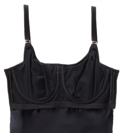 FANTASIE Ottawa Black Textured Underwire Scoop Neck Tankini Top – Ruched Tummy Control Swimwear -Her Room US fantasie fan001 fs6362 cs2