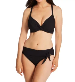 FANTASIE Ottawa Black Textured Underwire Plunge Bikini Top - Convertible Wrap Front Swimwear -Her Room US fantasie fan001 fs6495 cs3