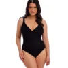 Fantasie Ottawa Textured Underwire Plunge One Piece Swimsuit - Bra-Sized with Adjustable Shoulder Ties -Her Room US fantasie fan001 fs6496 gs