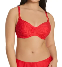 Fantasie Long Island Chevron Underwire Balcony Bikini Top – Textured Bra-Sized Swimwear