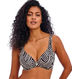 Freya Fiji Falls Black & White Botanical Print – Underwire High Apex Bikini Top -Her Room US freya fre001 as06813 fs
