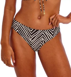 Freya Fiji Falls Monochrome Zebra Stripe Bikini Brief – Mid-Rise Cheeky Swim Bottom -Her Room US freya fre001 as06870 fs