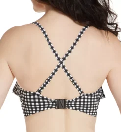 Freya Check In Monochrome Gingham Underwire Bandeau Bikini Top with Waterfall Frill -Her Room US freya fre001 as1910 cs1